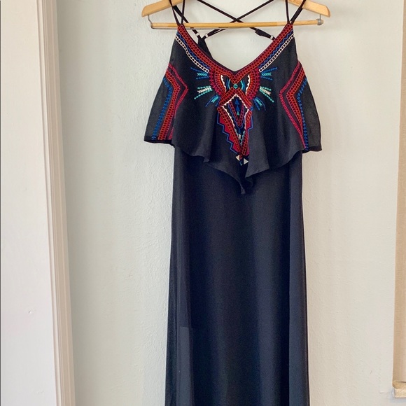 Front Ruffle Embroidered Dress - Picture 3 of 7